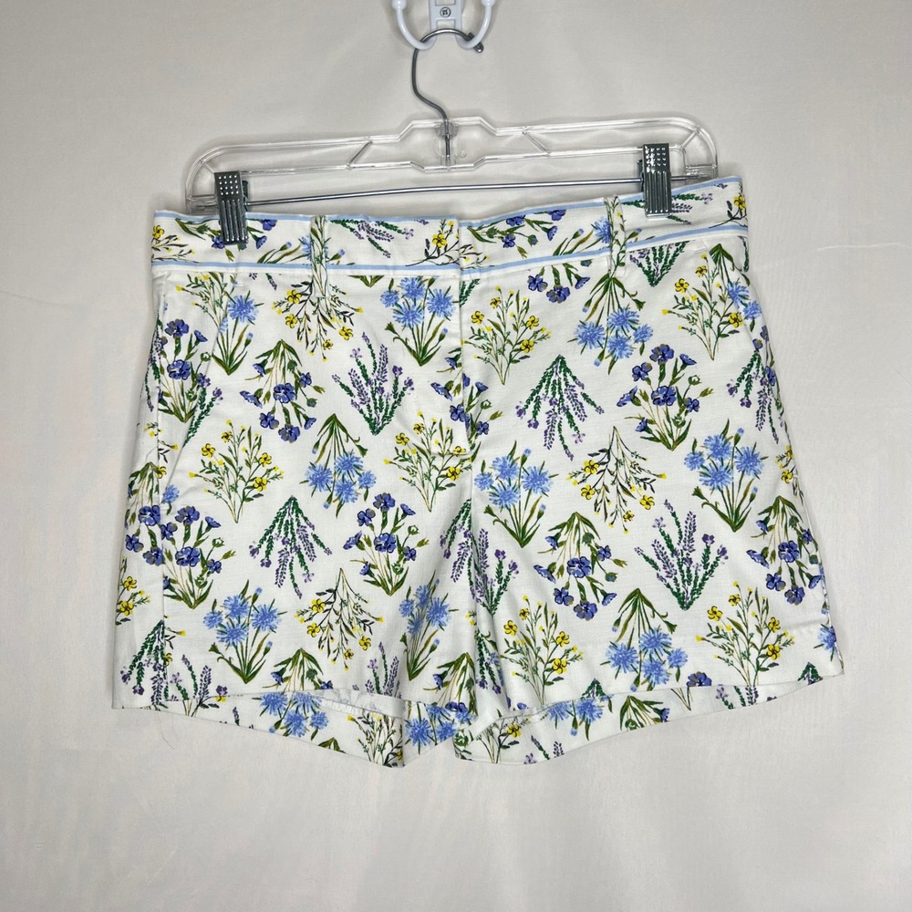 Floral Tailored‎ Shorts Wildflowers White Seersucker Riviera Preppy Nautical 0